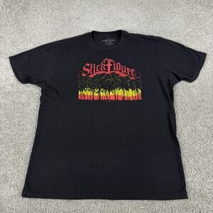 Stick Figure Shirt Mens XL Black Palm Trees Sunset Reggae Graphic Tee Music